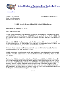 USADB Cancels Boys and Girls High School All Star Games