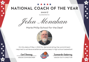 National Coach of the Year - John Monahan (Boys)